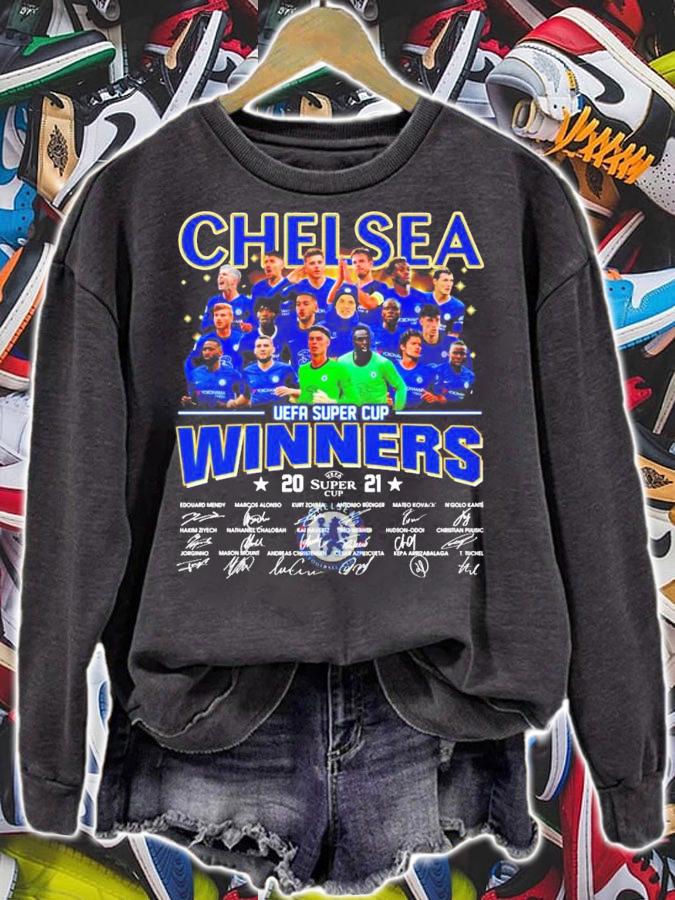 Chelsea Winners UEFA Super Cup 2021 signatures shirt sweatshirt