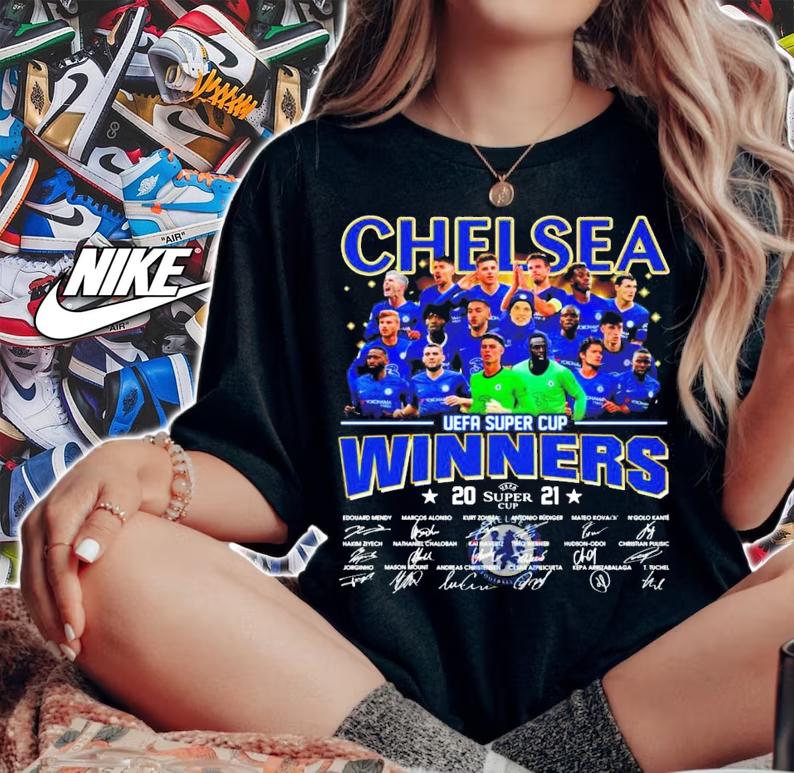 Chelsea Winners UEFA Super Cup 2021 signatures shirt woman shirt