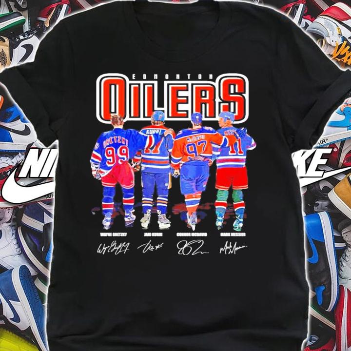 Edmonton Oilers Wayne Gretzky Jari Kurri Connor McDavid Mark Messier signatures shirt shirt