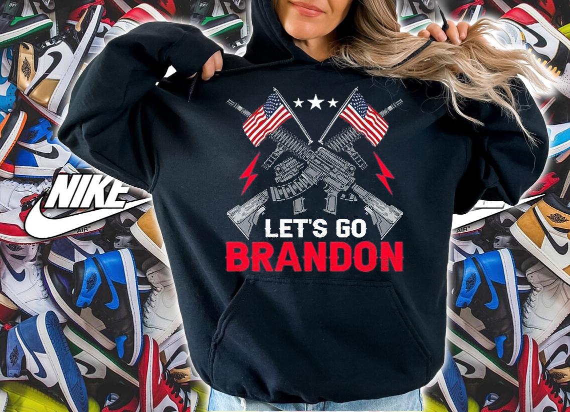 Let's Go Brandon Joe Biden chant politics Guns USA Flag T-Shirt hoodie