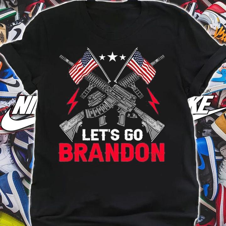 Let's Go Brandon Joe Biden chant politics Guns USA Flag T-Shirt shirt