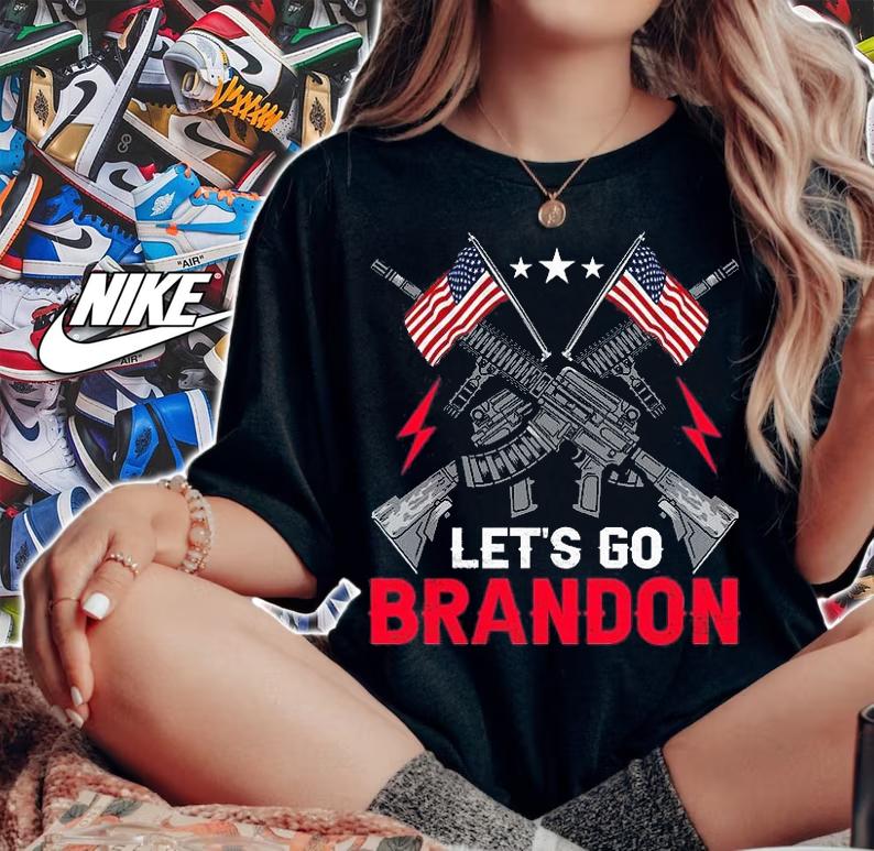 Let's Go Brandon Joe Biden chant politics Guns USA Flag T-Shirt woman shirt