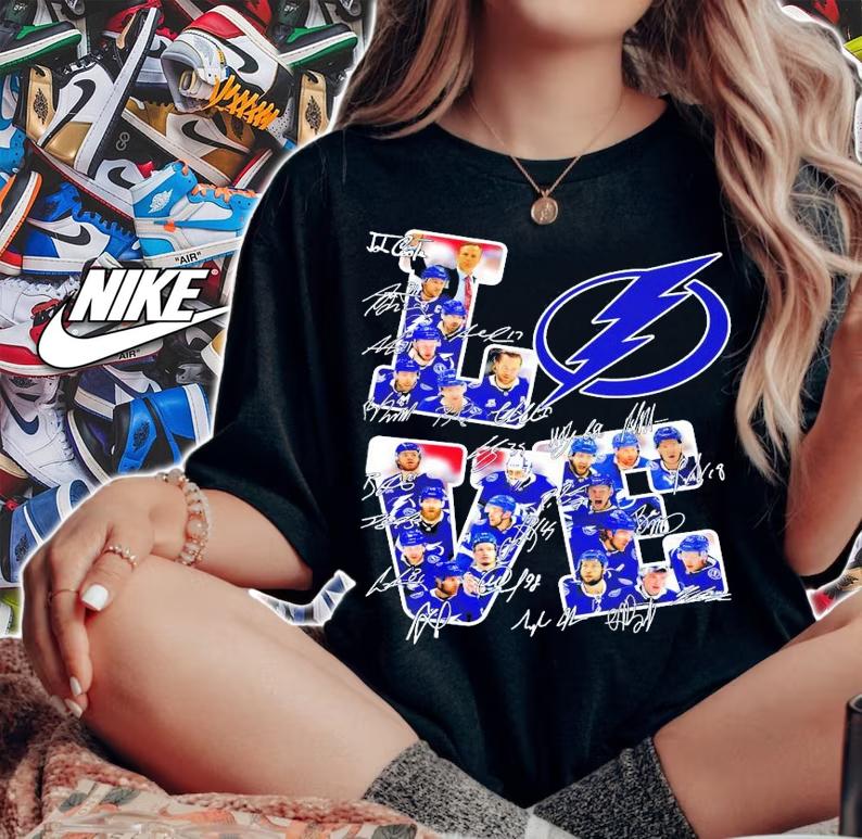 Love Tampa Bay Lightning signatures all team shirt