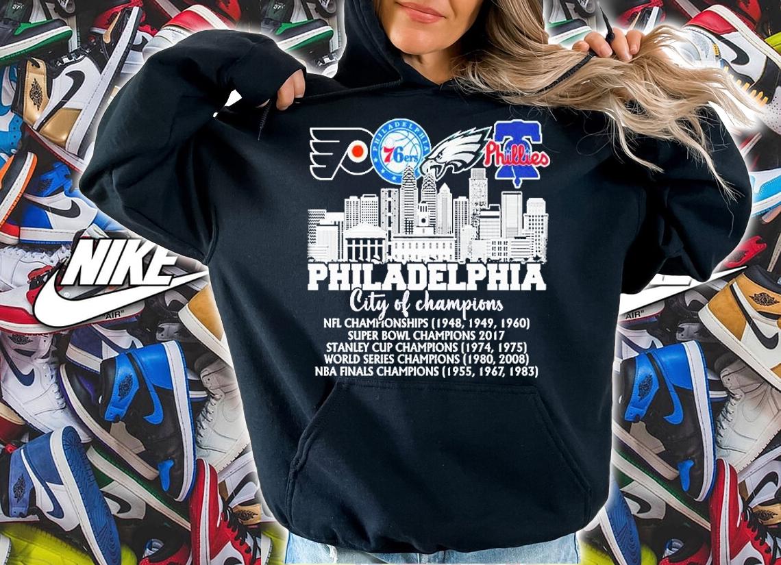 Philadelphia Flyers Philadelphia 76ers Philadelphia Eagles Philadelphia Phillies Philadelphia City Of Champions 2022 T-Shirt