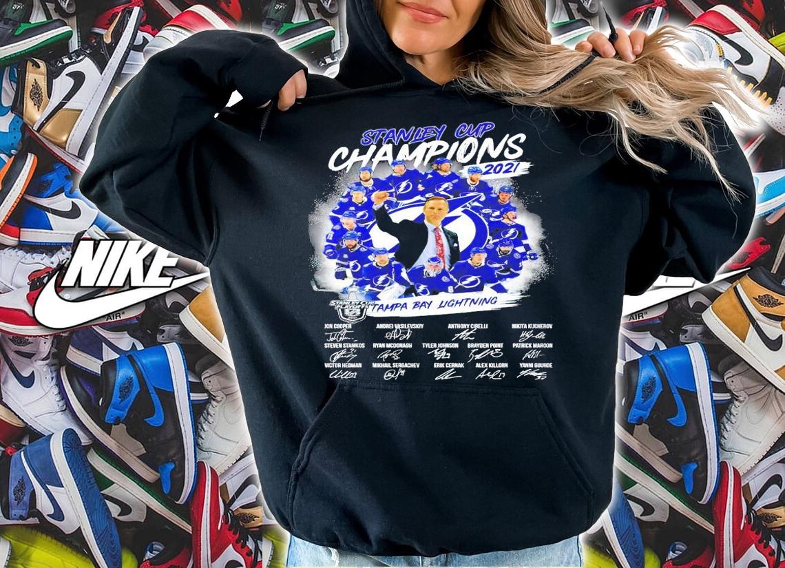 Tampa Bay Lightning win Stanley Cup champions signatures shirt