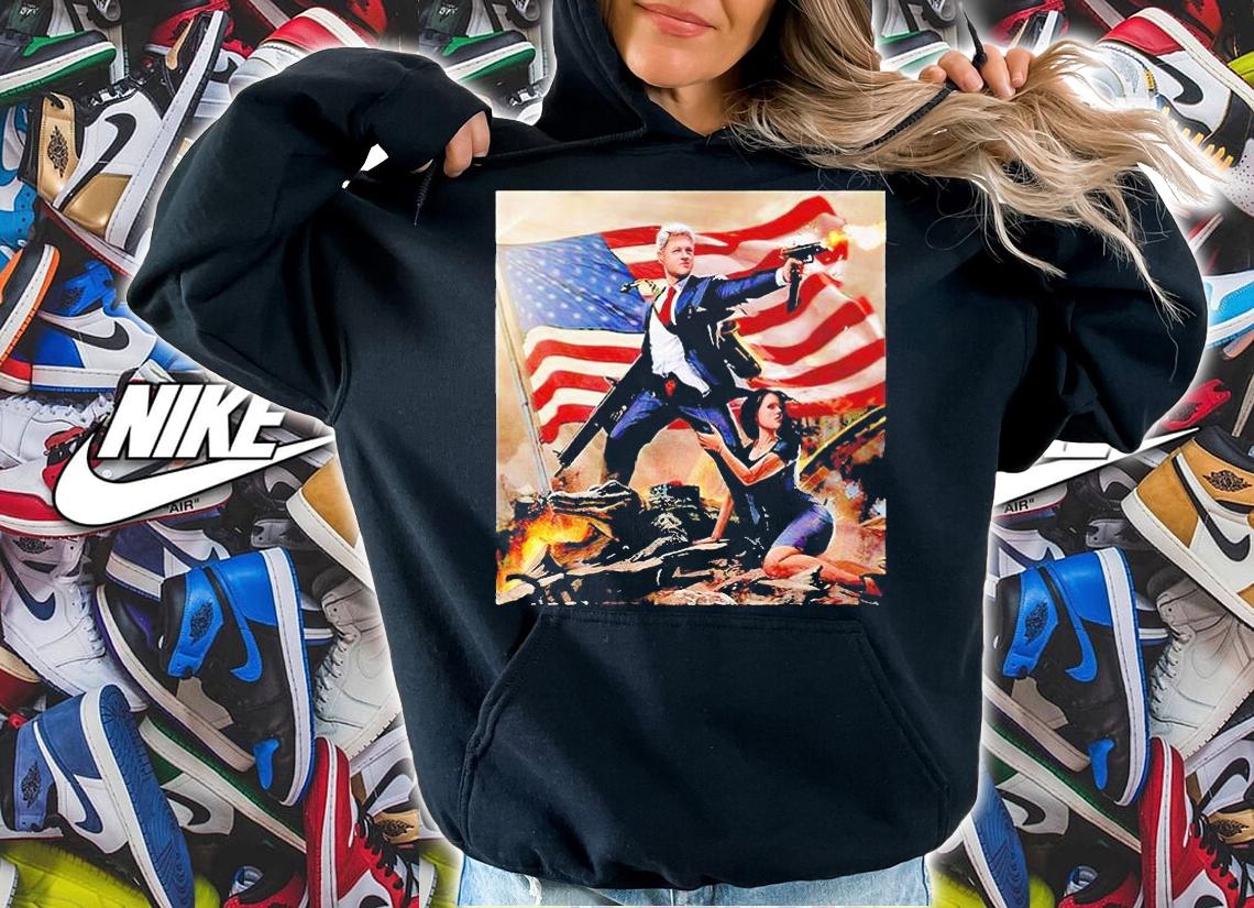 Funny president Bill Clinton Monica Lewinsky American flag T-shirt hoodie