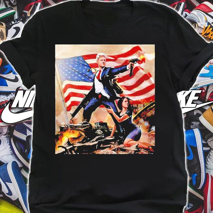 Funny president Bill Clinton Monica Lewinsky American flag T-shirt shirt