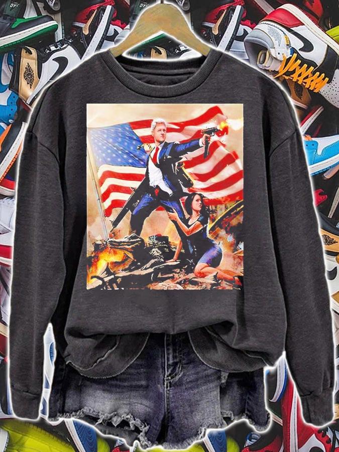 Funny president Bill Clinton Monica Lewinsky American flag T-shirt sweatshirt