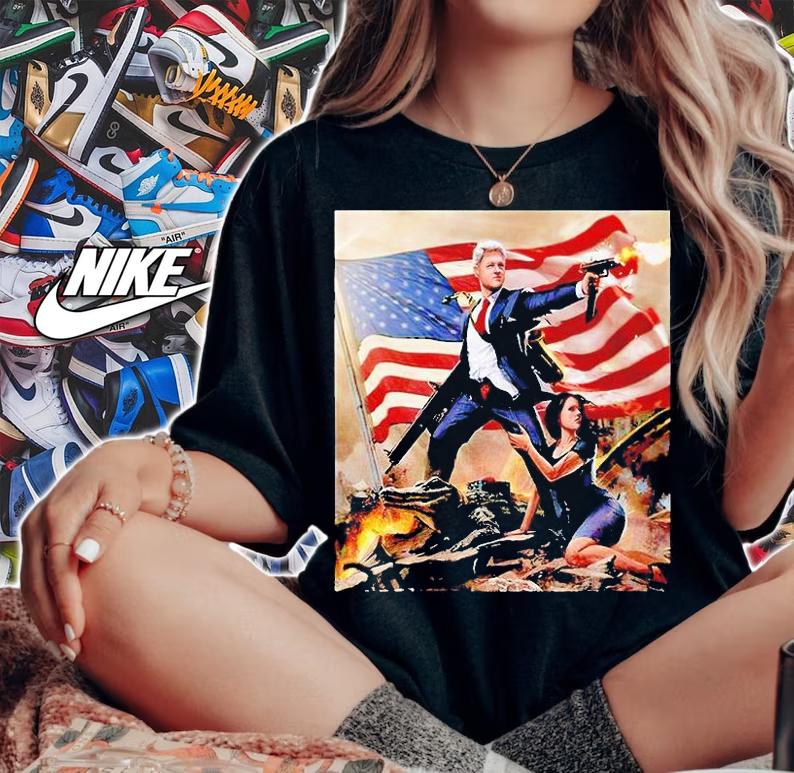 Funny president Bill Clinton Monica Lewinsky American flag T-shirt woman shirt
