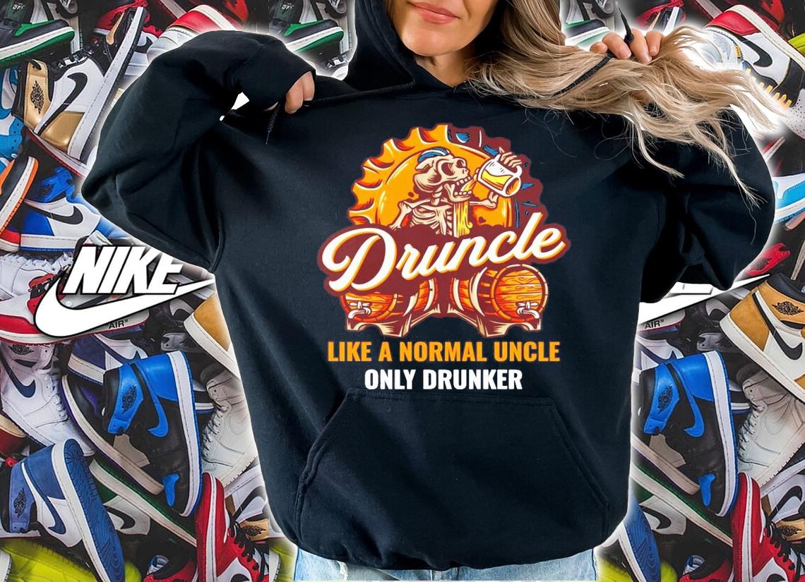 Skull and beer druncle like a normal uncle only drunker shirt