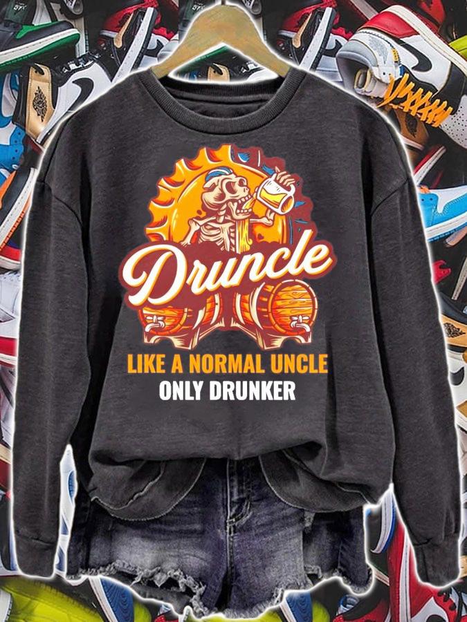 Skull and beer druncle like a normal uncle only drunker shirt