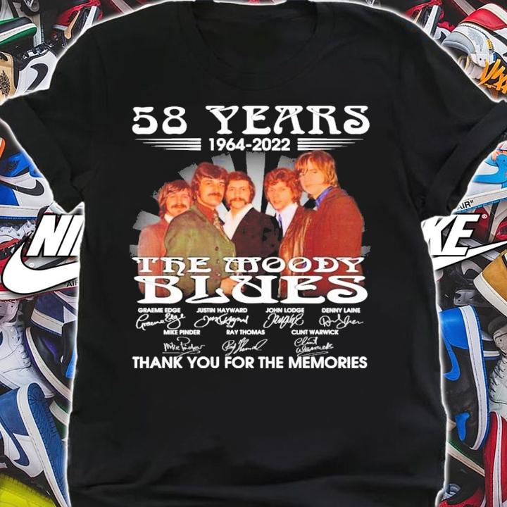 58 years 1964-2022 The Moody Blues Signatures Thank You For The Memories Shirt shirt