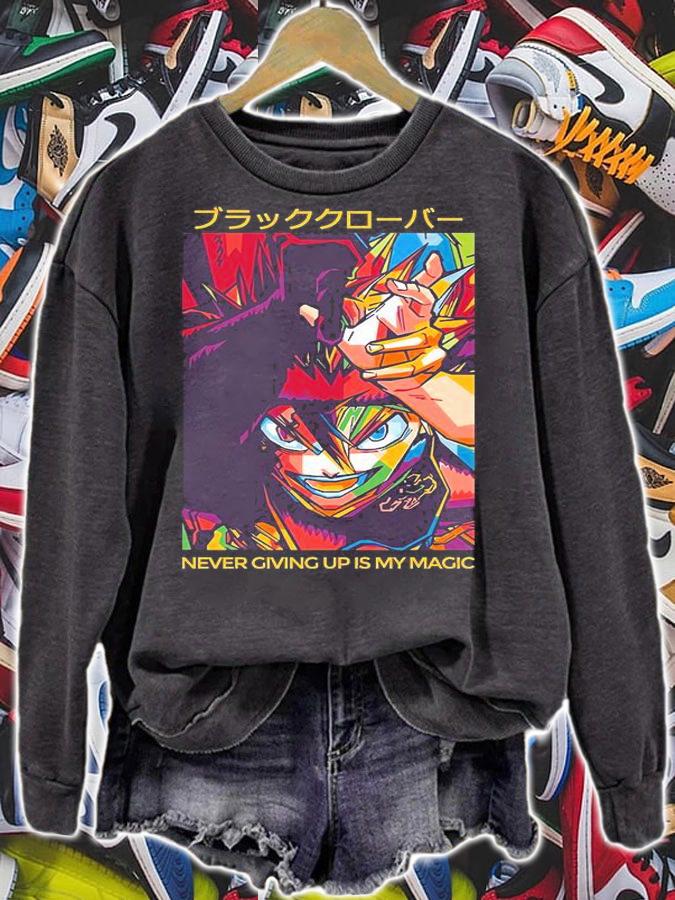 Black Clover Asta never giving up is my magic T-shirt sweatshirt