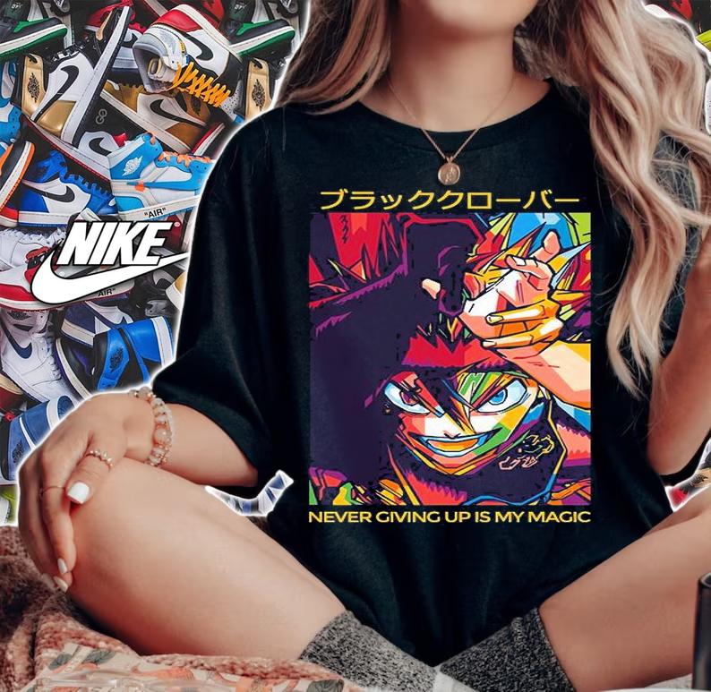 Black Clover Asta never giving up is my magic T-shirt woman shirt