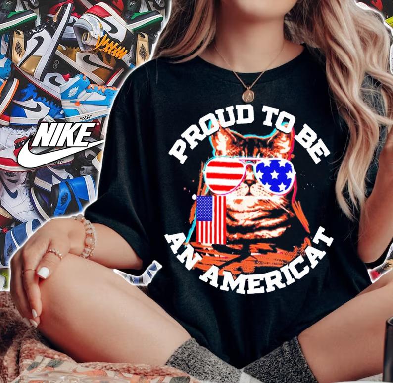 Cat proud to be an Americat shirt woman shirt