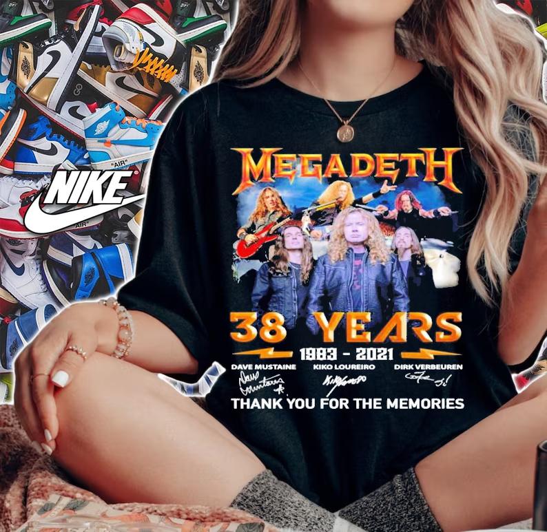 Megadeth 38th years 1983 2021 signatures shirt