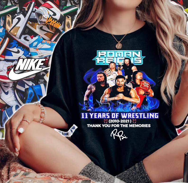 Roman Reigns 11 years of Wrestling 2010-2021 signature t-shirt