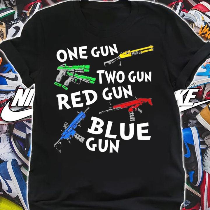 One gun two gun red gun blue gun t-shirt shirt
