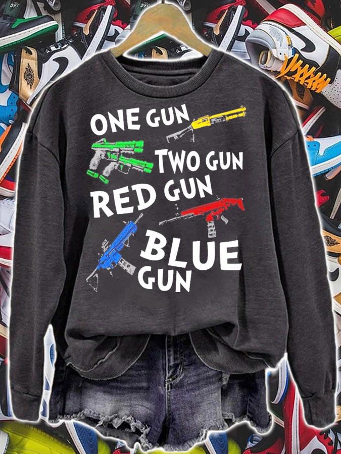 One gun two gun red gun blue gun t-shirt sweatshirt