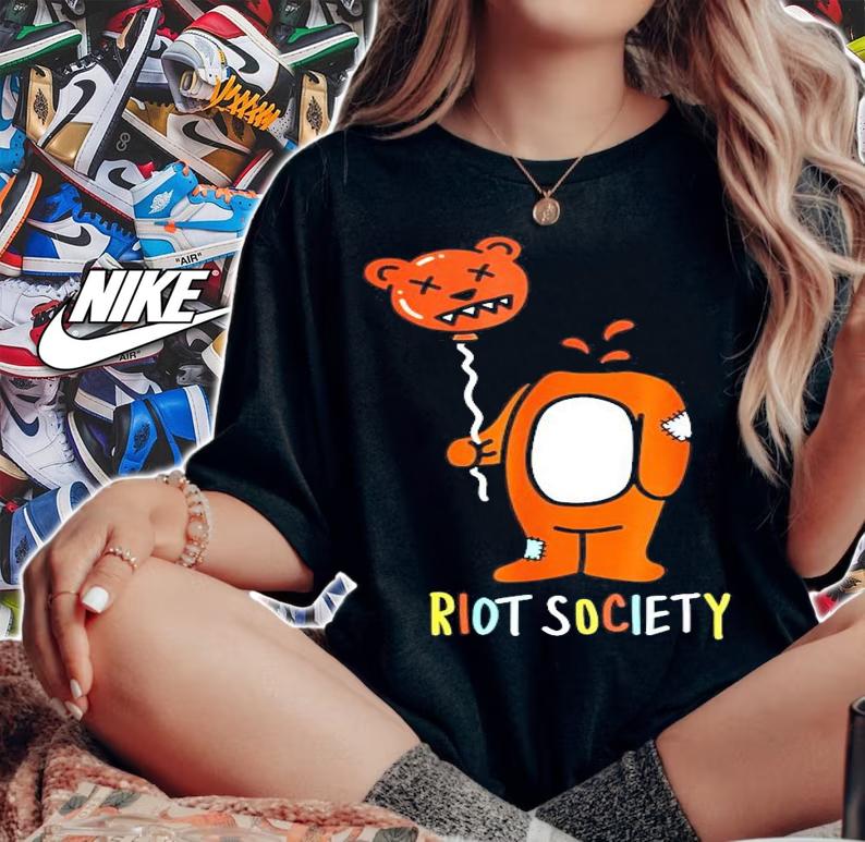Riot society bear balloon head shirt