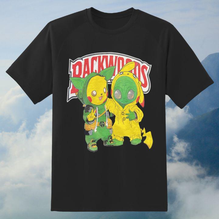 Premium Backwoods Pikachu Charmander Pokemon Marvel Deadpool And Wolverine T-Shirt