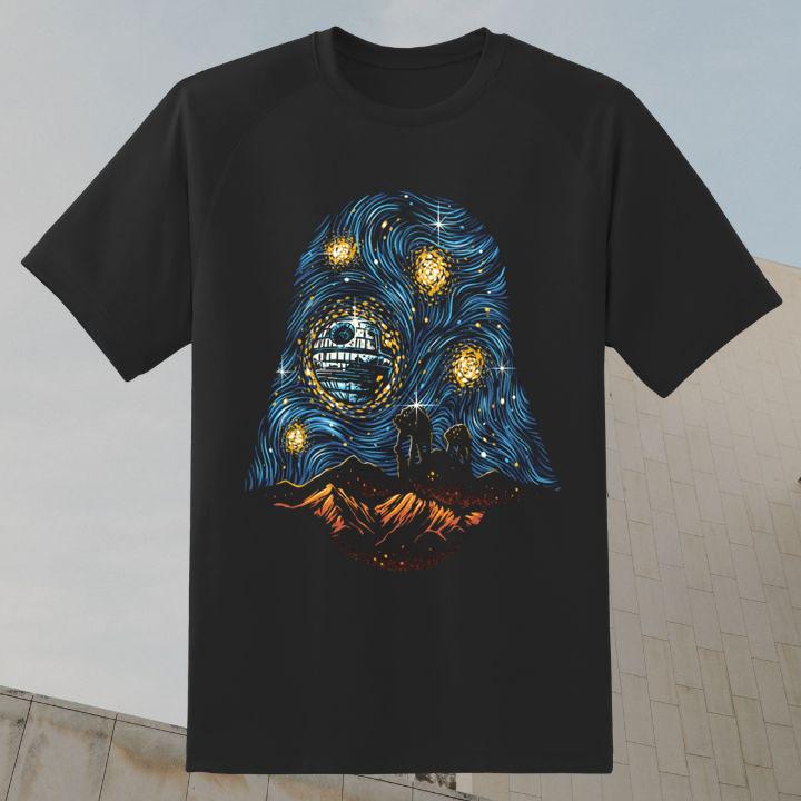 Darth Vaders Helmet Star Wars Starry Night Death Star T-Shirt
