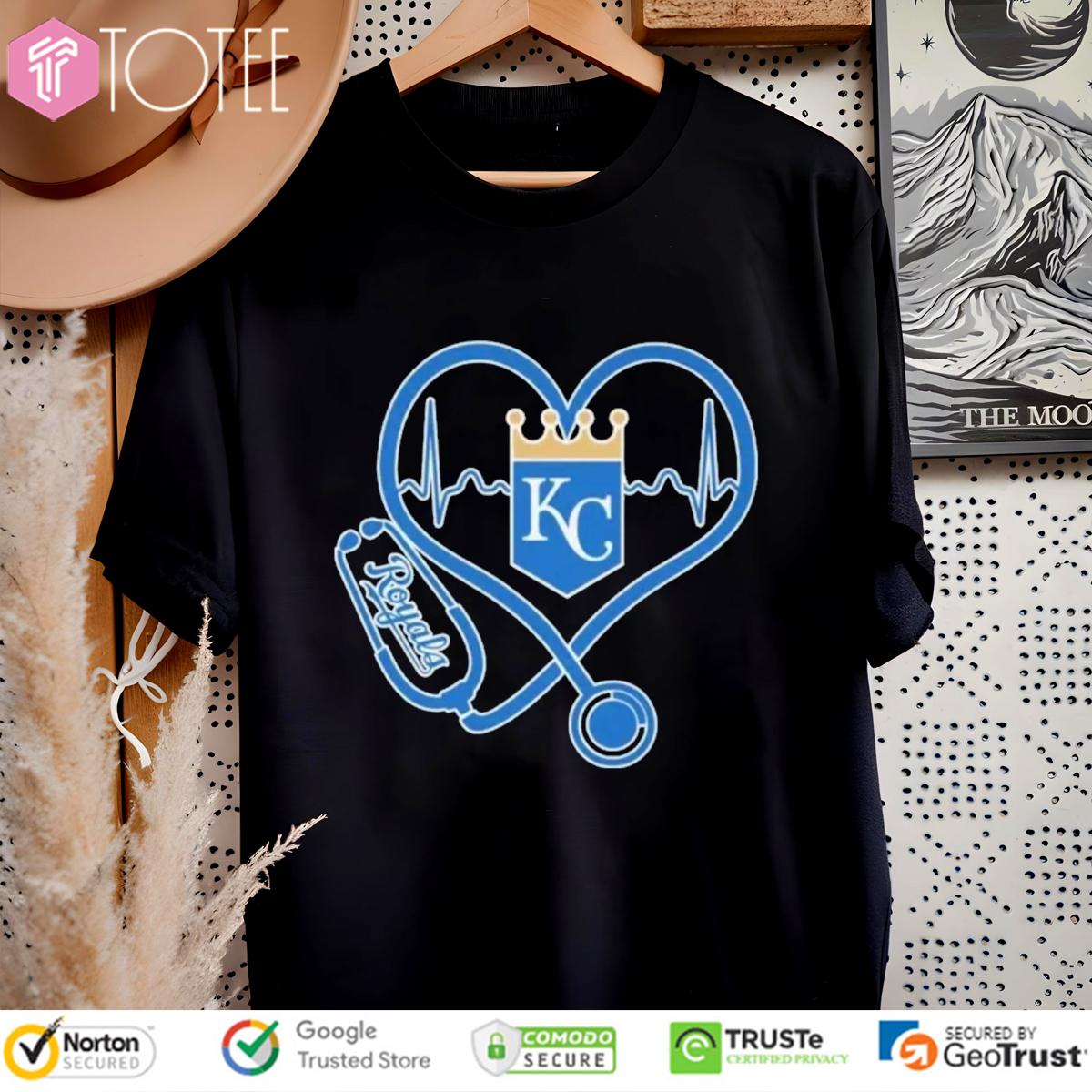 Stethoscope Kansas City Royals Heart Nurse T-Shirt