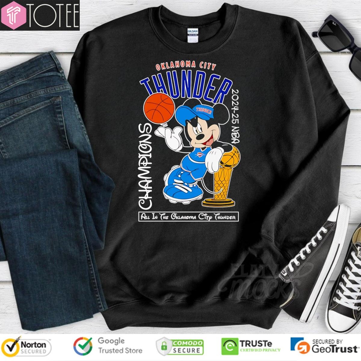 Disney Mickey All In The Oklahoma City Thunder 2024-2025 Nba Champions Sweatshirt