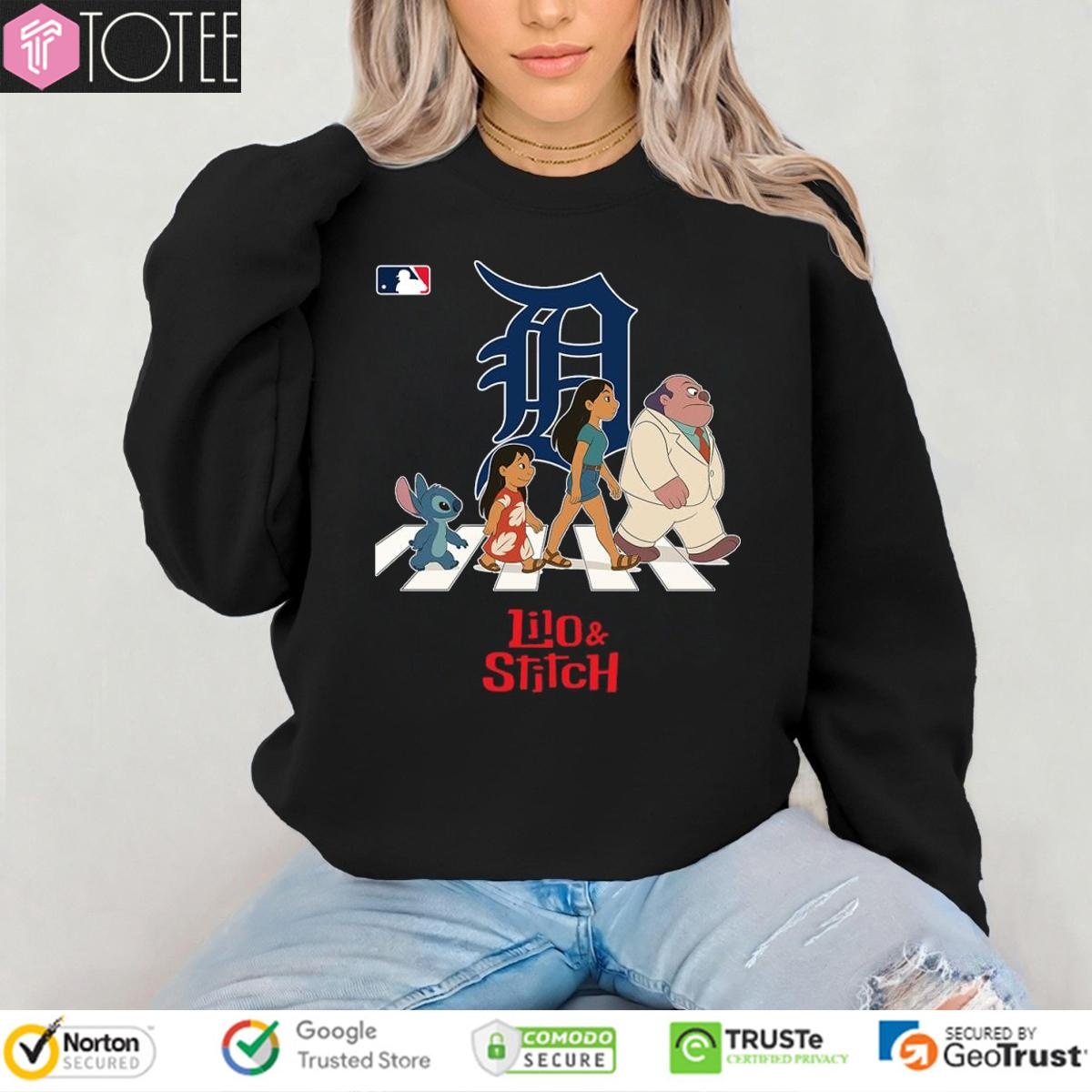 Lilo And Stitch Abbey Road Detroit Tigers Baseball Sweatshirt