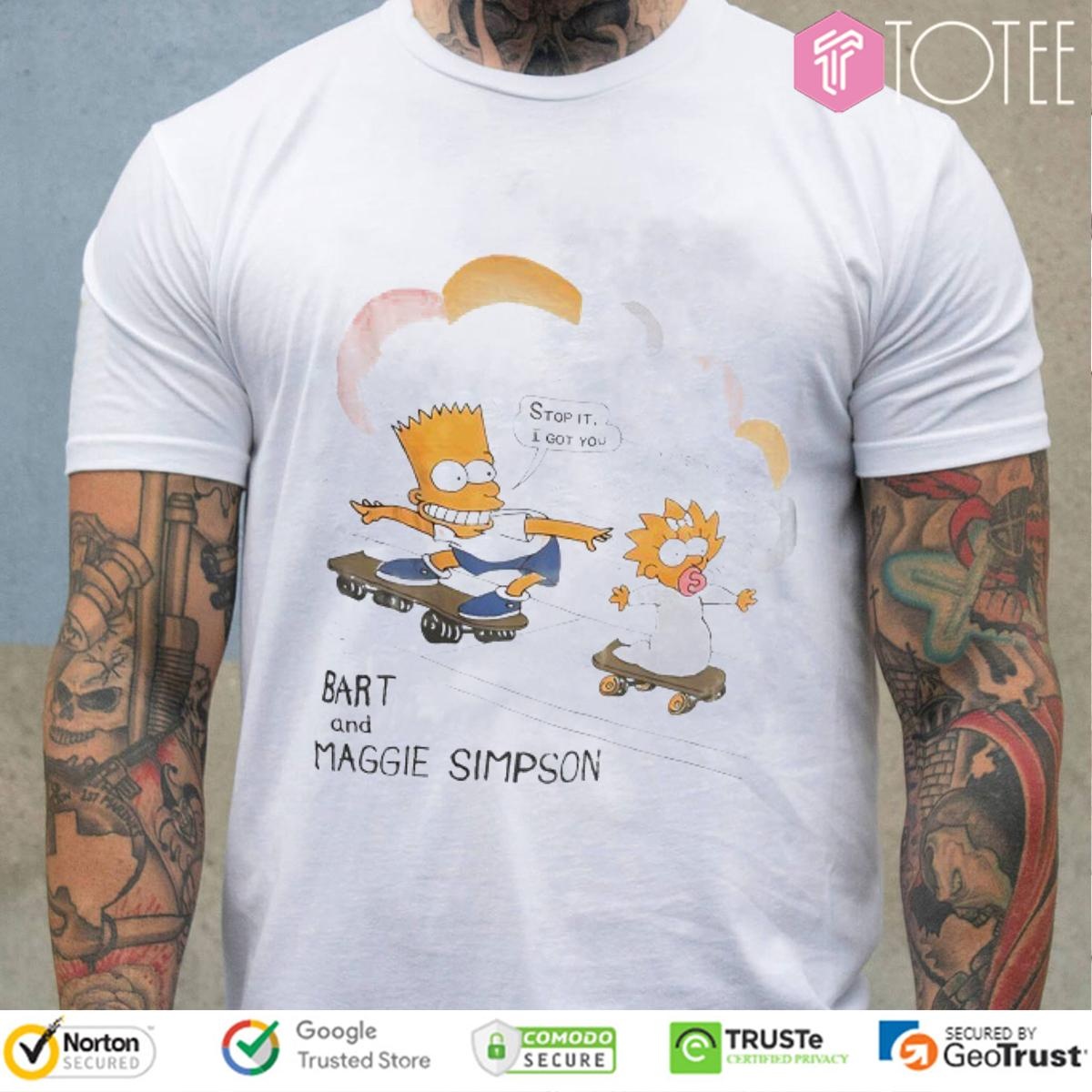 The Simpsons Bart And Maggie Simpson Surfing Shirt