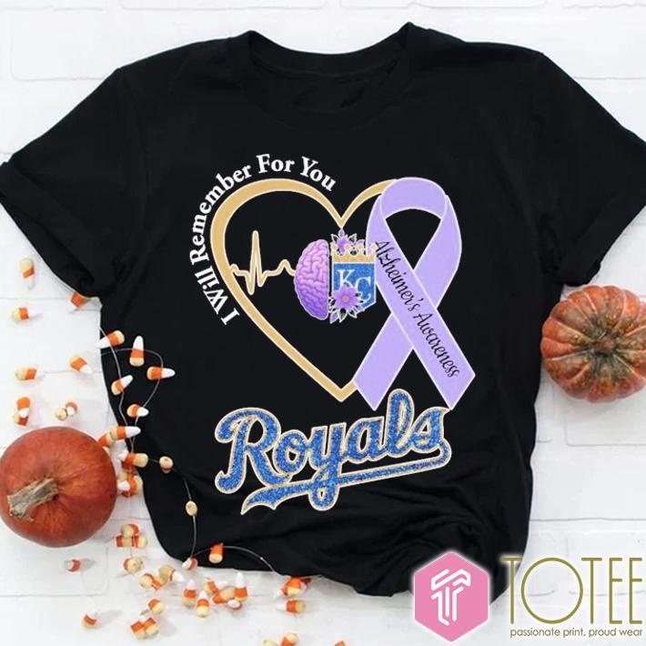 I Will Remember For You Alzheimers Awareness Kansas City Royals Heartbeat T-shirt