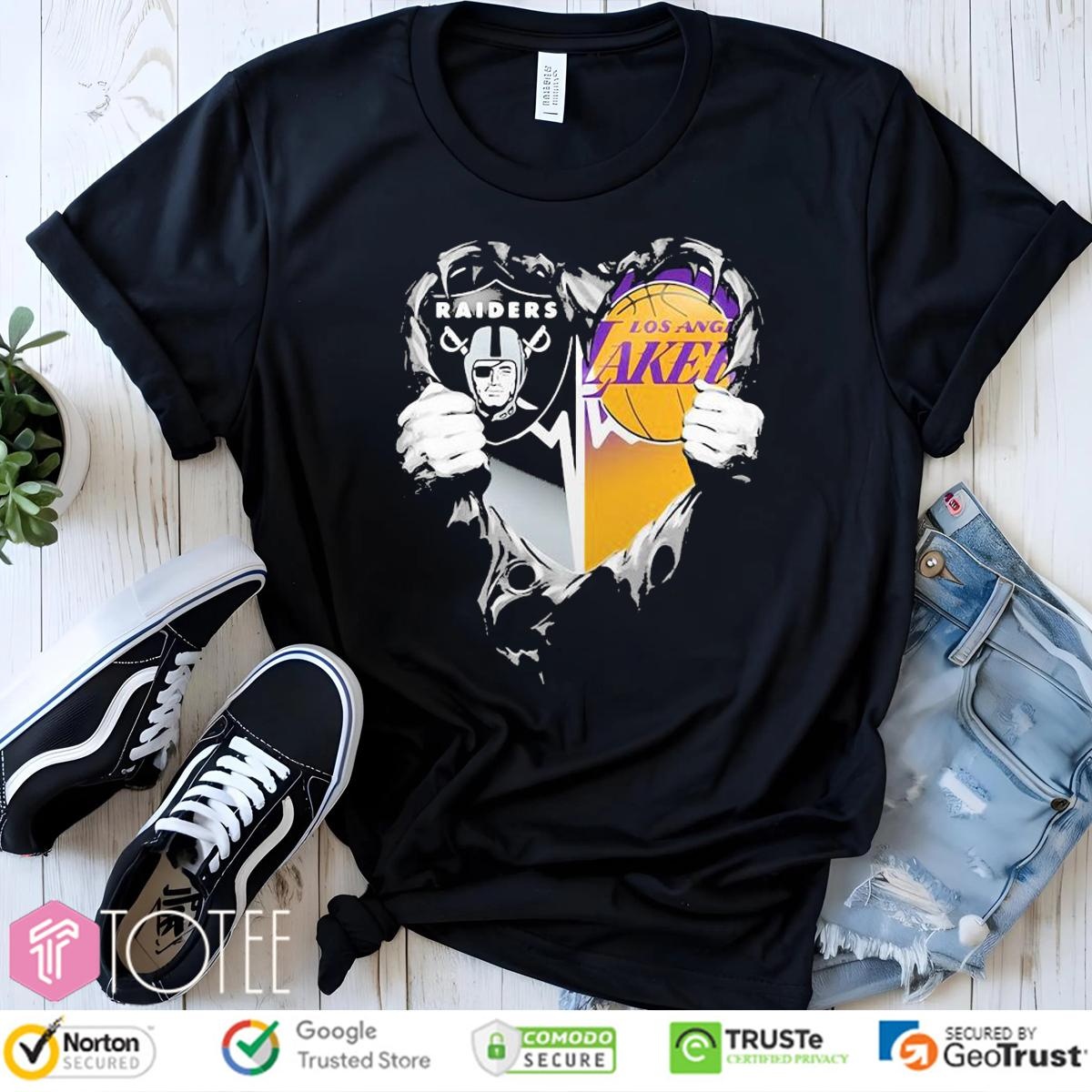 Inside Me Raiders And Lakers Heartbeat T-shirt