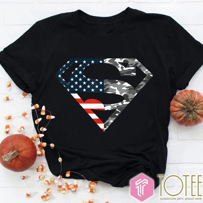 Superman Camo Logo American Flag 4Th Of July T-shirt