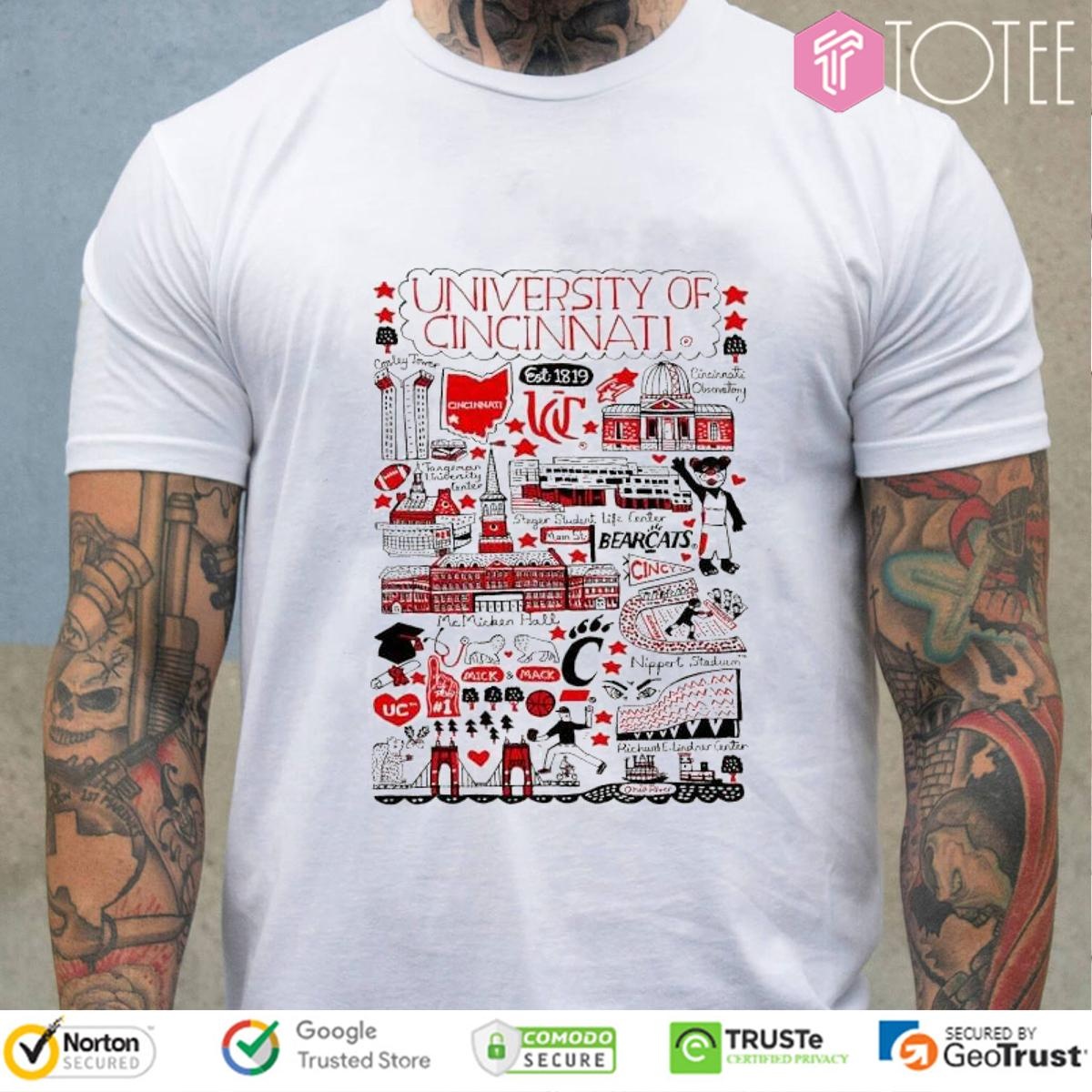 University Of Cincinnati Bearcats Art Illustration T-shirt