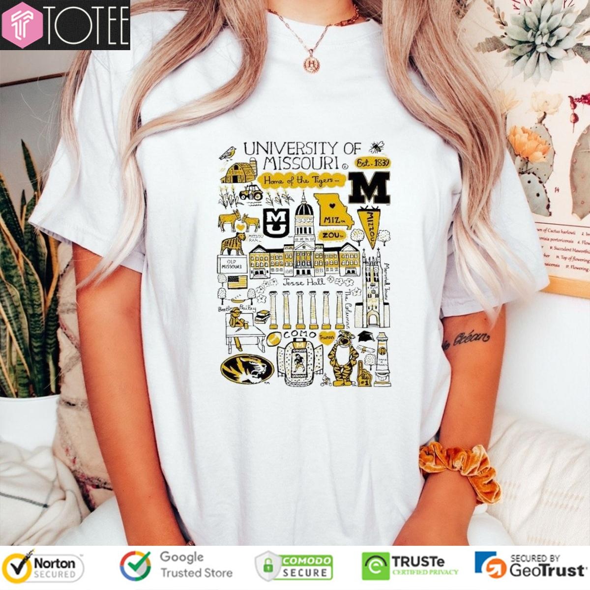 University Of Missouri Tigers Art Illustration T-shirt