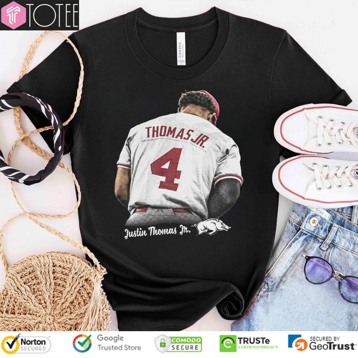Justin Thomas Jr. 4 Arkansas Razorbacks Baseball T-shirt