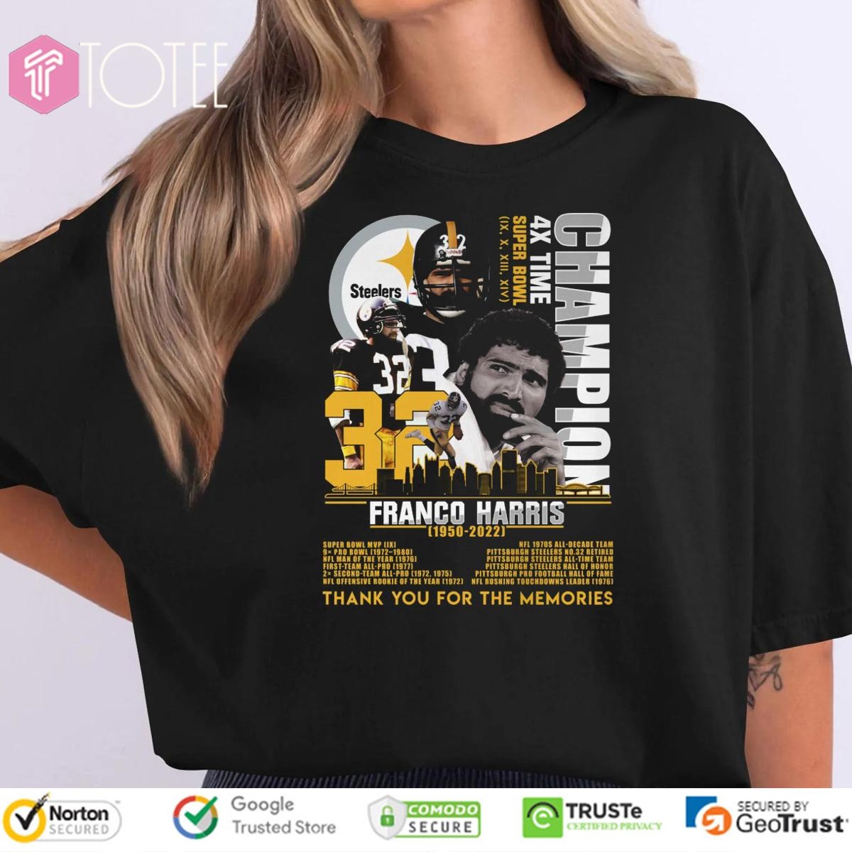 72 Years Of 1950-2022 Franco Harris Pittsburgh Steelers T-shirt