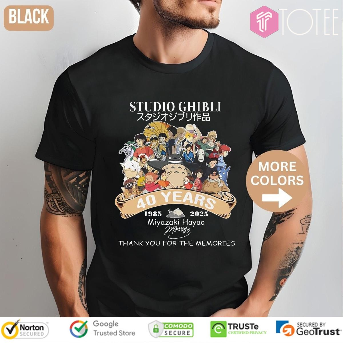 40 Years 1985–2025 Studio Ghibli Miyazaki Hayao Thank You For The Memories T-shirt