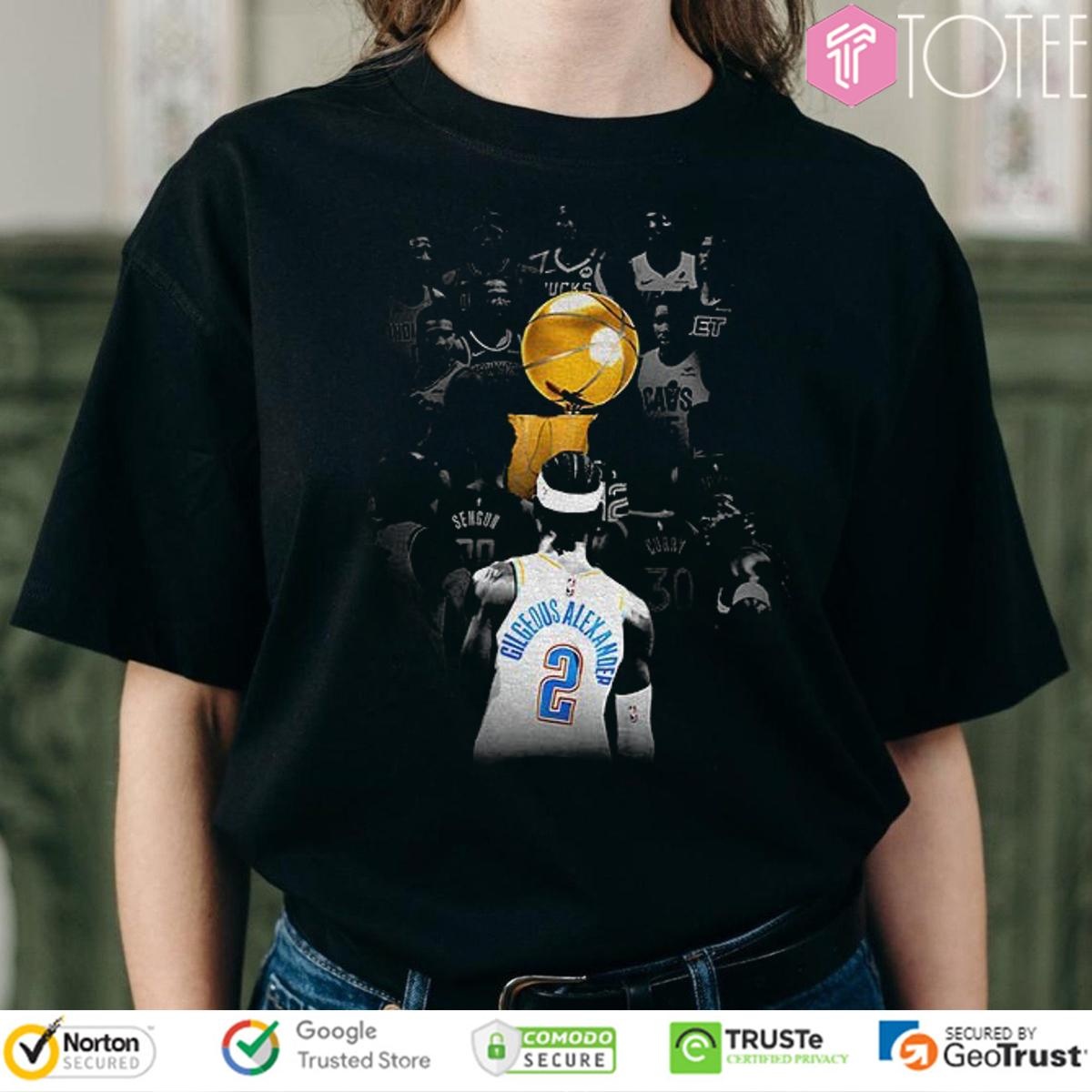 Shai Gilgeous-Alexander Gold Trophy Okc Thunder Nba World Champion 2025 T-shirt