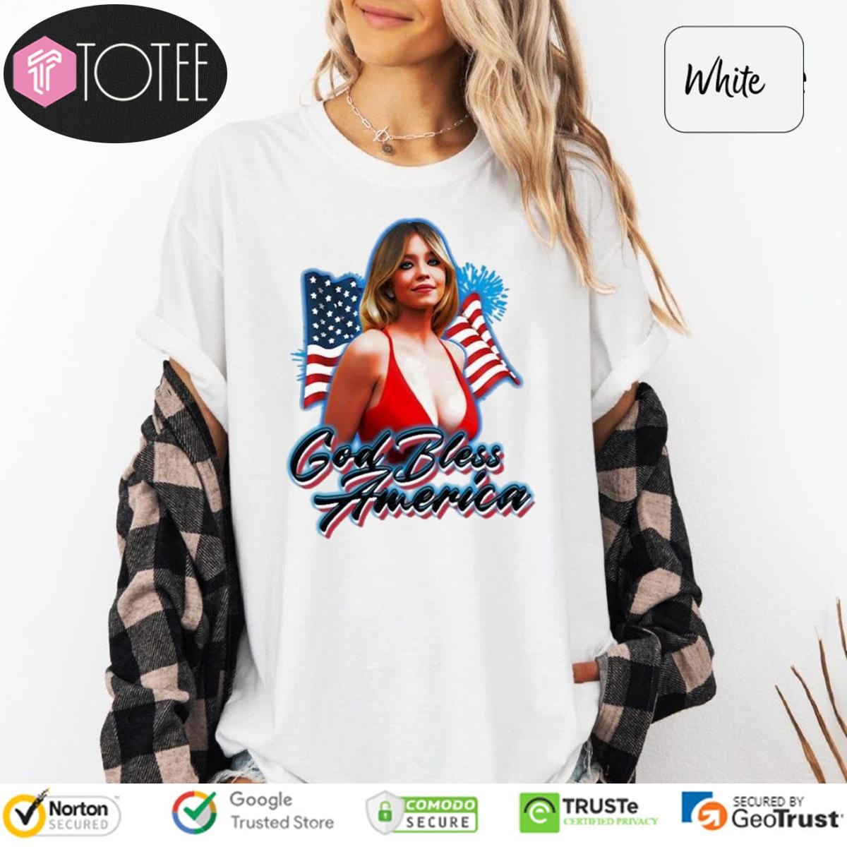 Sydney Sweeney God Bless America Flag Independence Day T-shirt