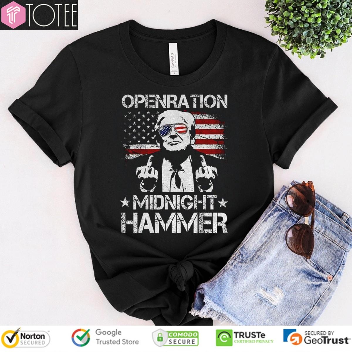 Trump Middle Finger Operation Midnight Hammer B-2 Bomber Usa Flag T-shirt