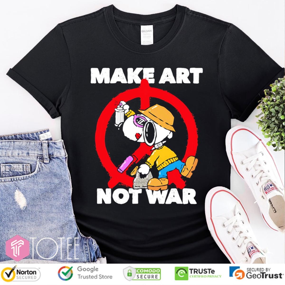 Snoopy Make Art Not War Peace Sign T-shirt