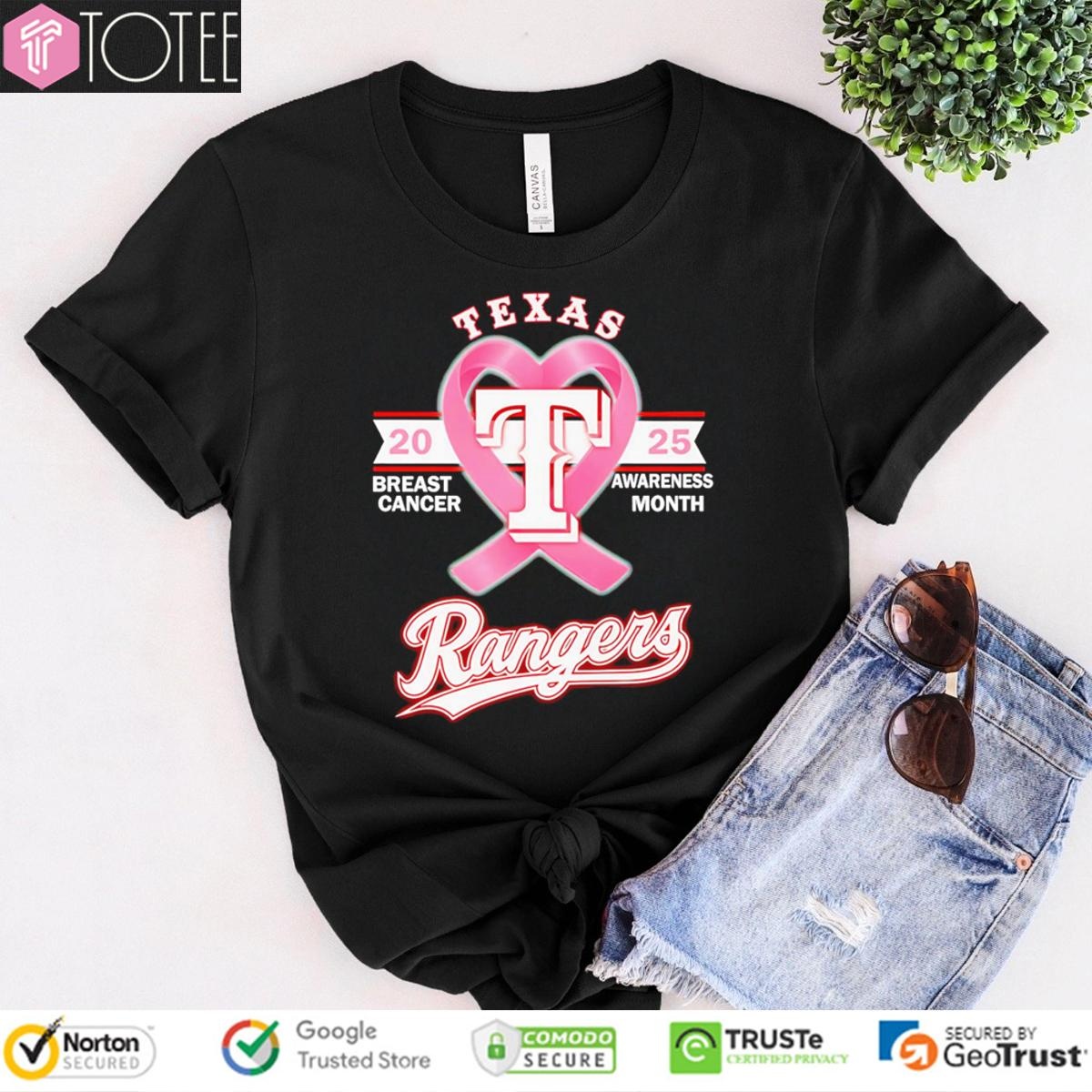 2025 Breast Cancer Awareness Month Texas Rangers Baseball T-shirt